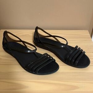 Like New CROCS Black Strappy Sandals